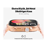 Ttec Tempus 51MM Tft Ekranlı Dikdörtgen Metal Kasa Akıllı Saat Pembe
