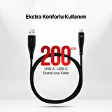 mojue by ttec Ekstra Dayanıklı USB-A - USB-C 2A Şarj Kablosu 200cm