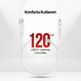 mojue by ttec Ekstra Day USB-A - iPhone Lightning 2A Kablo 120cm Beyaz