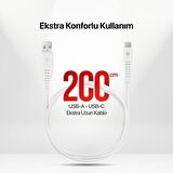 mojue by ttec Ekstra Day USB-A - USB-C 2A Şarj Kablosu 200cm Beyaz
