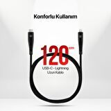mojue by ttec Ekstra Day USB-C - iPhone Lightning 3A Kablo 120cm Siyah
