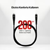 mojue by ttec Ekstra Day USB-C - iPhone Lightning 3A Kablo 200cm Siyah