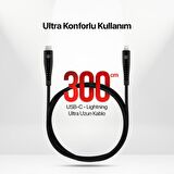 mojue by ttec Ekstra Day USB-C - iPhone Lightning 3A Kablo 300cm Siyah