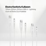 mojue by ttec EkstraDay USB-A - iPhone Lightning 2A 3’lü 1,2/2/3m Beyaz