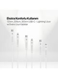 mojue by ttec Ekstra Dayanıklı USB-C - iPhone Lightning 3A 3’lü Şarj Kablosu Seti 120/200/300cm
