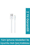 Iphone Şarj Kablosu Beyaz (iphone 13 - 12 - 11 - X-8-7-6 Destekleyen Şarj Kablosu