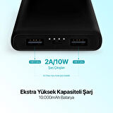 Ttec Powerslim S 10000 mAh Hızlı Şarj Powerbank Siyah 