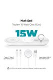 Aircharger Trio 3’ü 1 Arada Iphone + Apple Watch + Airpods Kablosuz Hızlı Şarj Aleti Uyumlu