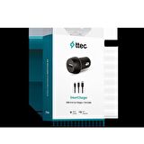 Ttec SmartCharger 2.1A Araç Şarj Aleti ve Trio Kablo Siyah - 2CKS20TS