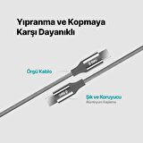 ttec AlumiCable USB-C - USB-C 30cm 65W PD/QC Hızlı Şarj/Data Kablosu Uzay Grisi