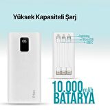 ttec PowerSlim Trio LCD 10.000mAh PD 22,5W Dahili Kablolu Taşınabilir Şarj Aleti / Powerbank