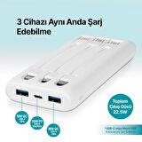 ttec PowerSlim Trio LCD 10.000mAh PD 22,5W Dahili Kablolu Taşınabilir Şarj Aleti / Powerbank