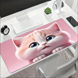 70X30 CM BÜYÜK SEVİMLİ KEDİ TEMALI KAYDIRMAZ TABAN SPEED YÜZEY OYUNCU MOUSE PAD GAMİNG