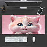 70X30 CM BÜYÜK SEVİMLİ KEDİ TEMALI KAYDIRMAZ TABAN SPEED YÜZEY OYUNCU MOUSE PAD GAMİNG