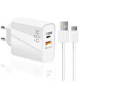 Global 65W UsbA PD33W Quick Charger 3.0 UsbA to Type-C 3m Kablolu Hızlı Şarj Aleti Set