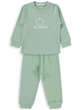 Minidamla Gülen Yüz Baskılı 1-6 Yaş Pijama Takımı - Yeşil