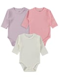 Minidamla Uzun Kol Basic 3'lü set 1-18 Ay Çıtçıtlı Badi - Pembe