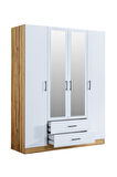 Gardırop, Blesk Oya 4 Kapaklı, Aynalı Çekmeceli Dolap
