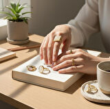 Altın Renk 5 li Çelik Yüzük Set