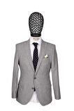 Slim Fit Yünlü Açık Gri Takım Elbise