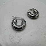 Çelik Silver Minimal Halka Küpe  - Silver