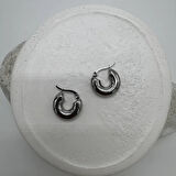 Çelik Silver Minimal Halka Küpe  - Silver