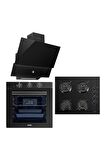Luxell 88 Litre Süper Kristal Siyah Ankastre Set New Series