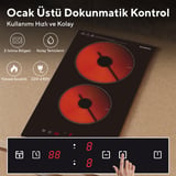 Kumtel Elektrikli Vitroseramik Siyah Cam İkili Ankastre Ocak HV3-02