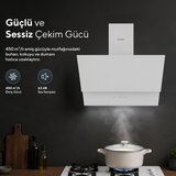 Kumtel DA6-895 Beyaz Dokunmatik Cam Davlumbaz 50 cm