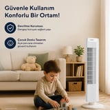 Kumtel KTF-258W Kule Tipi 50W Zaman Ayarlı 3 Hız Kademeli Sessiz Vantilatör