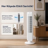 Kumtel KTF-258W Kule Tipi 50W Zaman Ayarlı 3 Hız Kademeli Sessiz Vantilatör