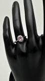 Silver Roselle Pembe Taşlı Oval Yüzük - Silver