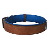 Markapet Lüks Deri Köpek Boyun Tasması 2x25-32 cm Mavi Kahverengi