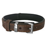 Markapet Lüks Deri Köpek Boyun Tasması 2,5x30-38 cm Siyah Kahve Medium