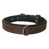 Markapet Lüks Deri Köpek Boyun Tasması 2,5x30-38 cm Siyah Kahve Medium