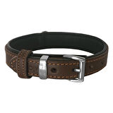 Markapet Lüks Deri Köpek Boyun Tasması 2,5x30-38 cm Siyah Kahve Medium
