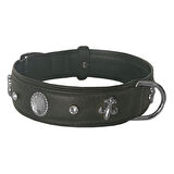 Markapet Deri Parlak Taşlı Köpek Boyun Tasması 44-50 cm Medium Siyah