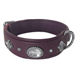 Markapet Deri Parlak Taşlı Köpek Boyun Tasması 28-32 cm X-Small Mor