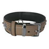 Markapet Deri Doğal Taşlı Köpek Boyun Tasması 39-45 cm Small Taba