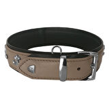 Markapet Deri Doğal Taşlı Köpek Boyun Tasması 39-45 cm Small Taba