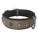 Markapet Deri Doğal Taşlı Köpek Boyun Tasması 39-45 cm Small Taba