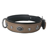 Markapet Deri Doğal Taşlı Köpek Boyun Tasması 28-33 cm X-Small Taba