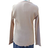 Kız Çocuk Kaşkorse Uzun Kollu Bej Bluz %95 Pamuk Esnek Kumaş