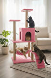 Catoys Hamaklı Yuvalı Lüx Kedi Tırmalama Evi Pembe
