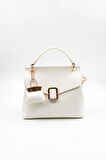 Kriste Bell İthal Kadın Çanta Charmlı El Çantası KB006 - Beyaz