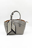 Kriste Bell İthal Kadın Fular Detaylı El ve Çapraz Çanta KB592 - Gri