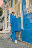 Taş İşleme Detaylı Pantolonlu Tunik Takım 8464 Mavi