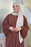 Kol Büzgü Detay Fermuarlı Salaş Ferace 6006 Kahverengi