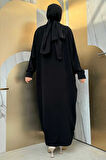 İşleme Detaylı Abaya ve Elbise Takım 8486 Siyah