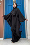 Şalıyla Birlikte Tulum ve Abaya İkili Takım 8519 Siyah
